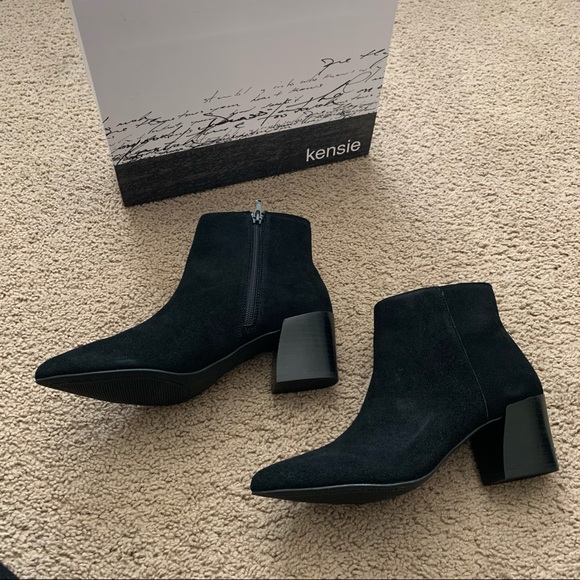 NEW Kensie Black Suede Heeled Bootie - Picture 8 of 14